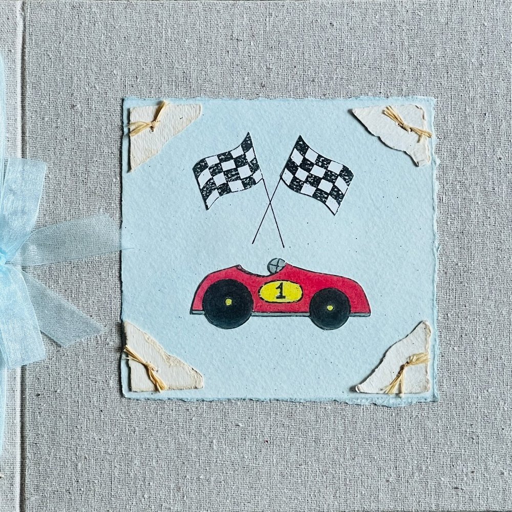 Hugs and Kisses Baby Boy Race Car Themed  Baby Memory Book